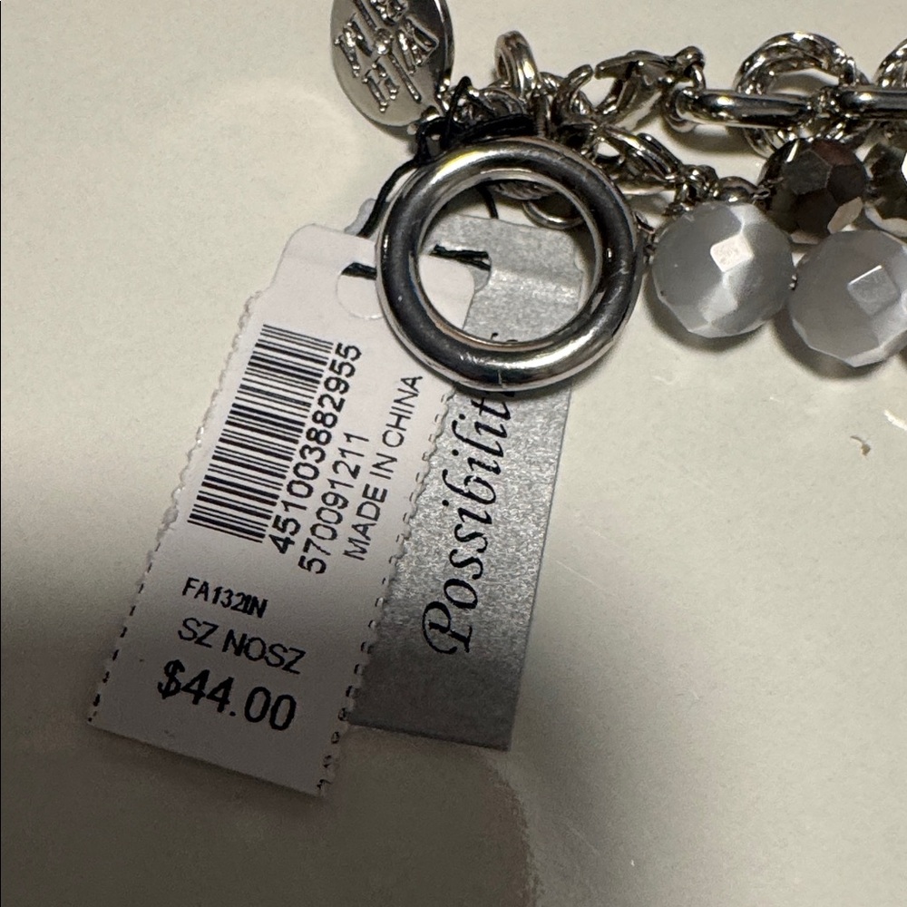 White House Black Market Layered Gray Bead and Chain Bracelet Set (BR1212/4) - Picture 9 of 9